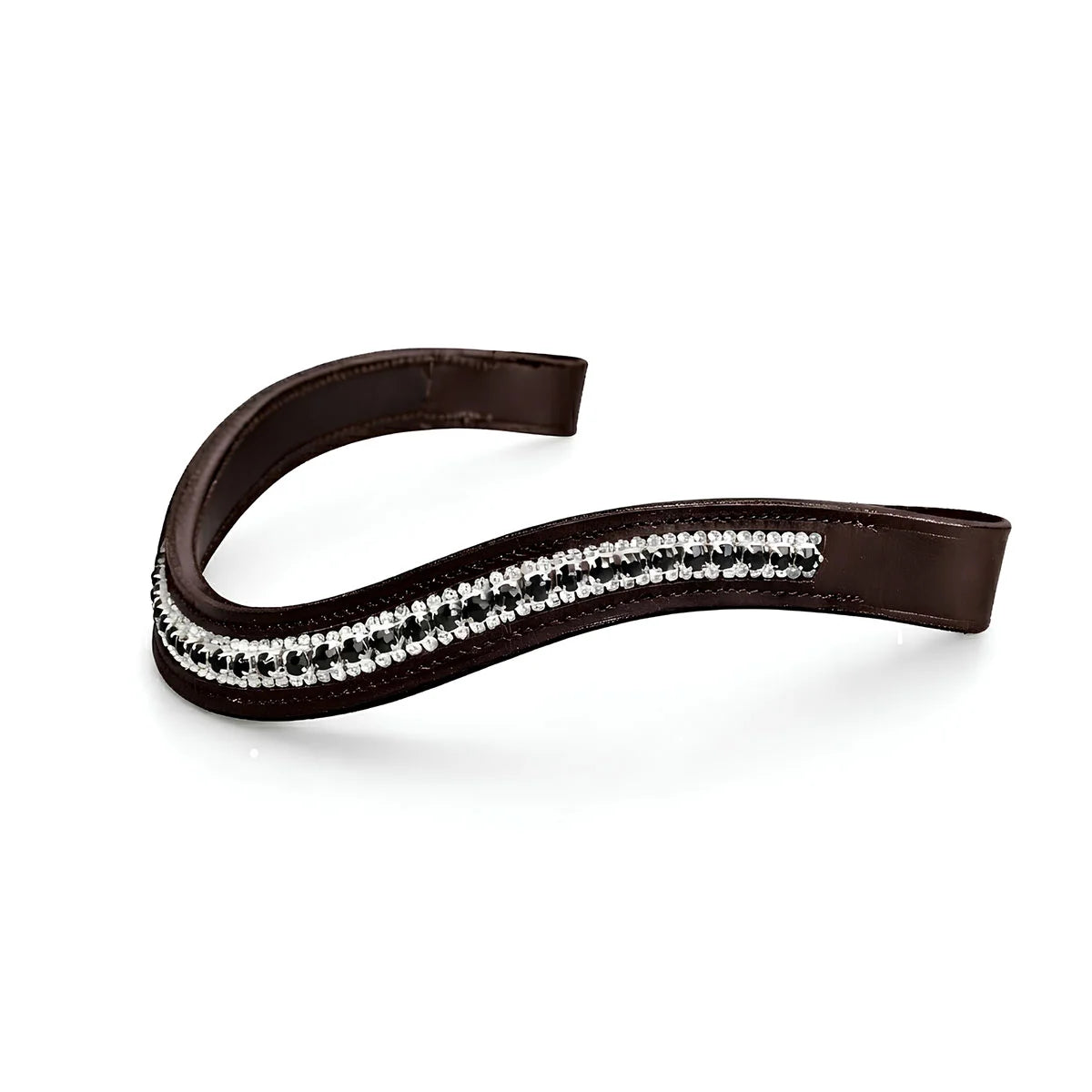 CAMEO ComfortPro Aura Browband in Brown featuring an anatomical wave curve and sparkling crystal channel for show ring elegance.
