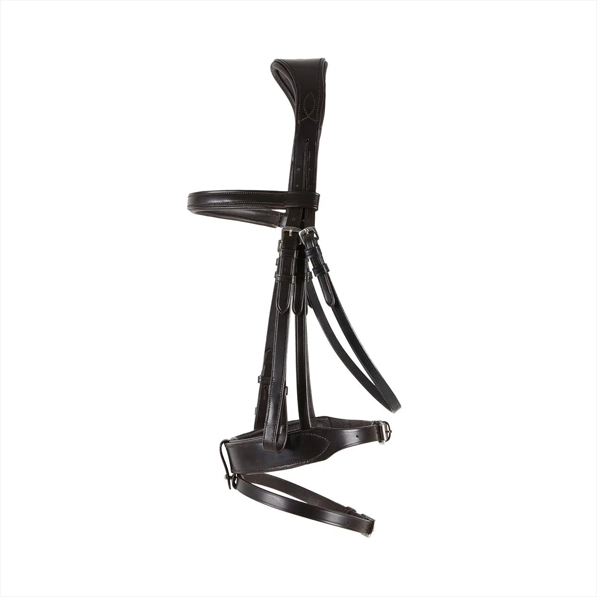 CAMEO ComfortPro Show Bridle in Dark Brown featuring an anatomical comfort crown and padded flash noseband for the show ring.