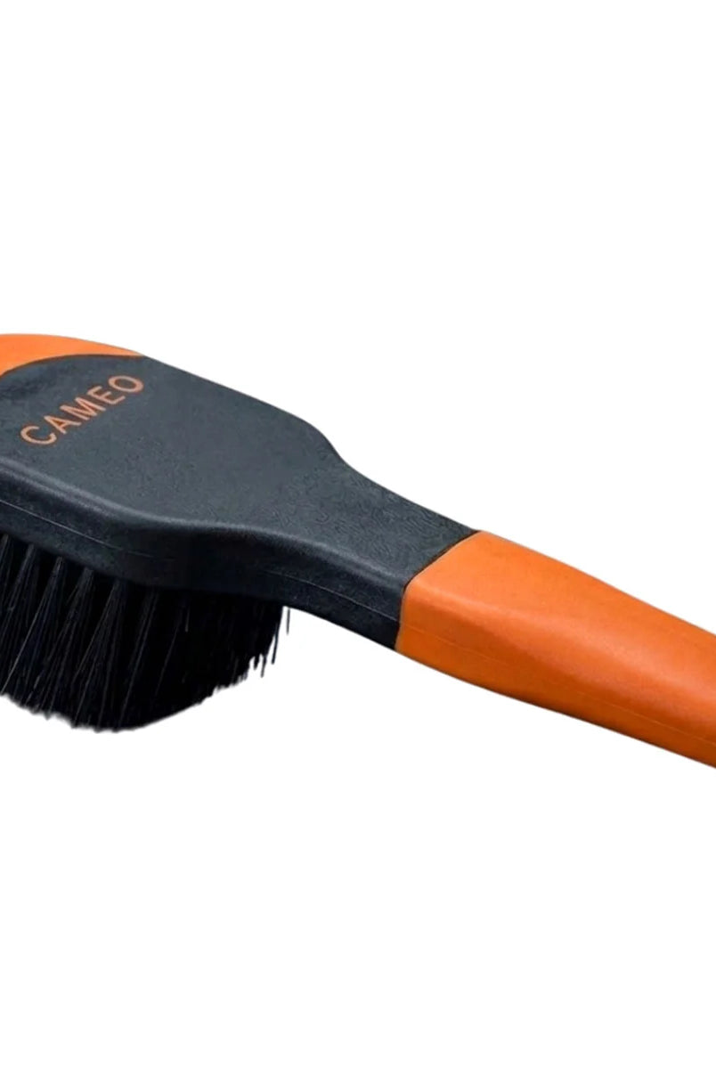 CAMEO Ergonomic Bucket Brush in Orange featuring a long contoured grip handle for easy reach yard and water trough cleaning.