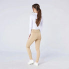CAMEO All Season Tights in Beige featuring a high-rise core-supporting waistband and an innovative full-seat chevron silicone grip for maximum in-saddle stability. These technical equestrian riding tights include a thermal brushed lining and flat-lock seams for professional UK performance.