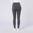 CAMEO All Season Tights in Dark Grey featuring a high-rise core-supporting waistband and an innovative full-seat chevron silicone grip pattern for maximum in-saddle stability. These technical equestrian riding tights include a thermal brushed lining and flat-lock seams for professional UK performance.