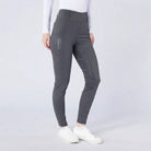 CAMEO All Season Tights in Dark Grey featuring a high-rise core-supporting waistband and a deep ergonomic thigh smartphone pocket. These technical equestrian riding tights are engineered with a full-seat chevron silicone grip, thermal brushed lining, and 4-way compression stretch for professional UK riders.