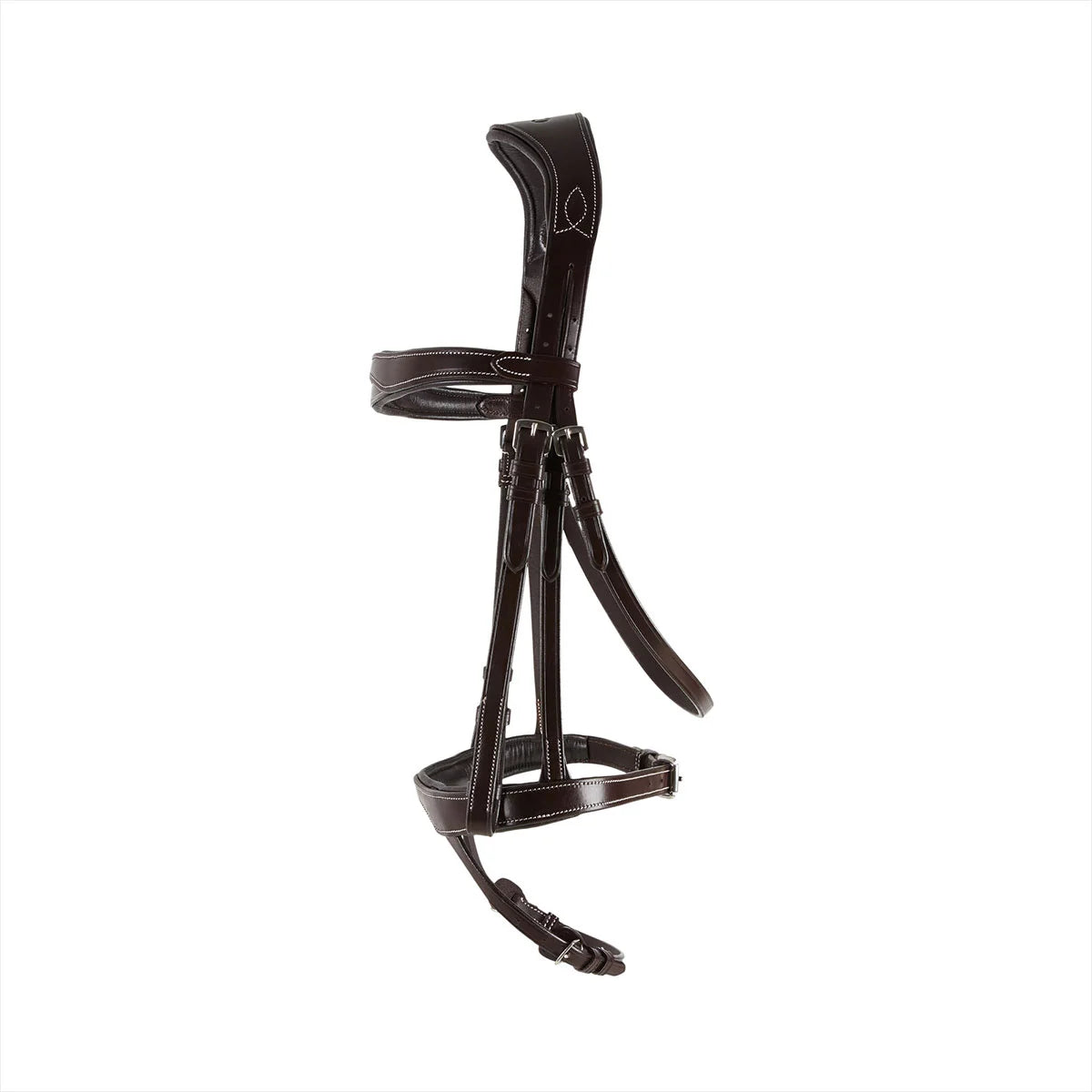 CAMEO ComfortPro Anatomic Bridle in Dark Brown with contrast stitching and a shaped noseband to clear sensitive facial nerves.