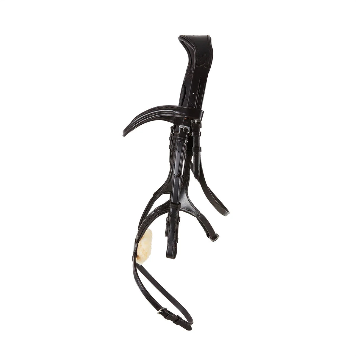 CAMEO ComfortPro Grackle Bridle in Dark Brown with a Mexican crossover noseband and rubber grip reins for cross-country.