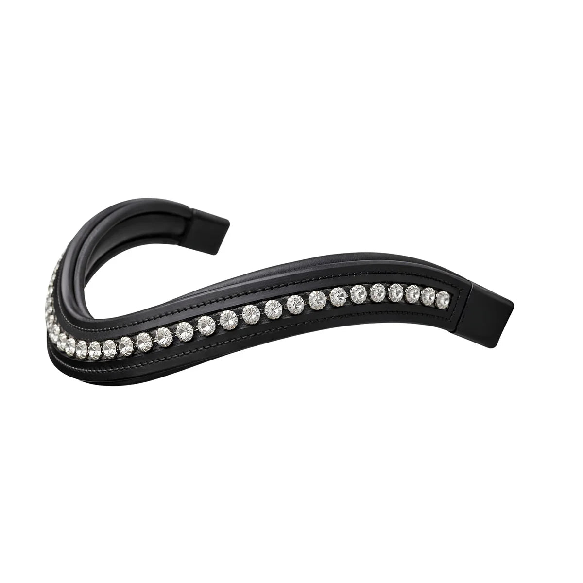 CAMEO ComfortPro Icon Browband in Black with high-clarity faceted crystals and soft leather padding for show ring elegance.
