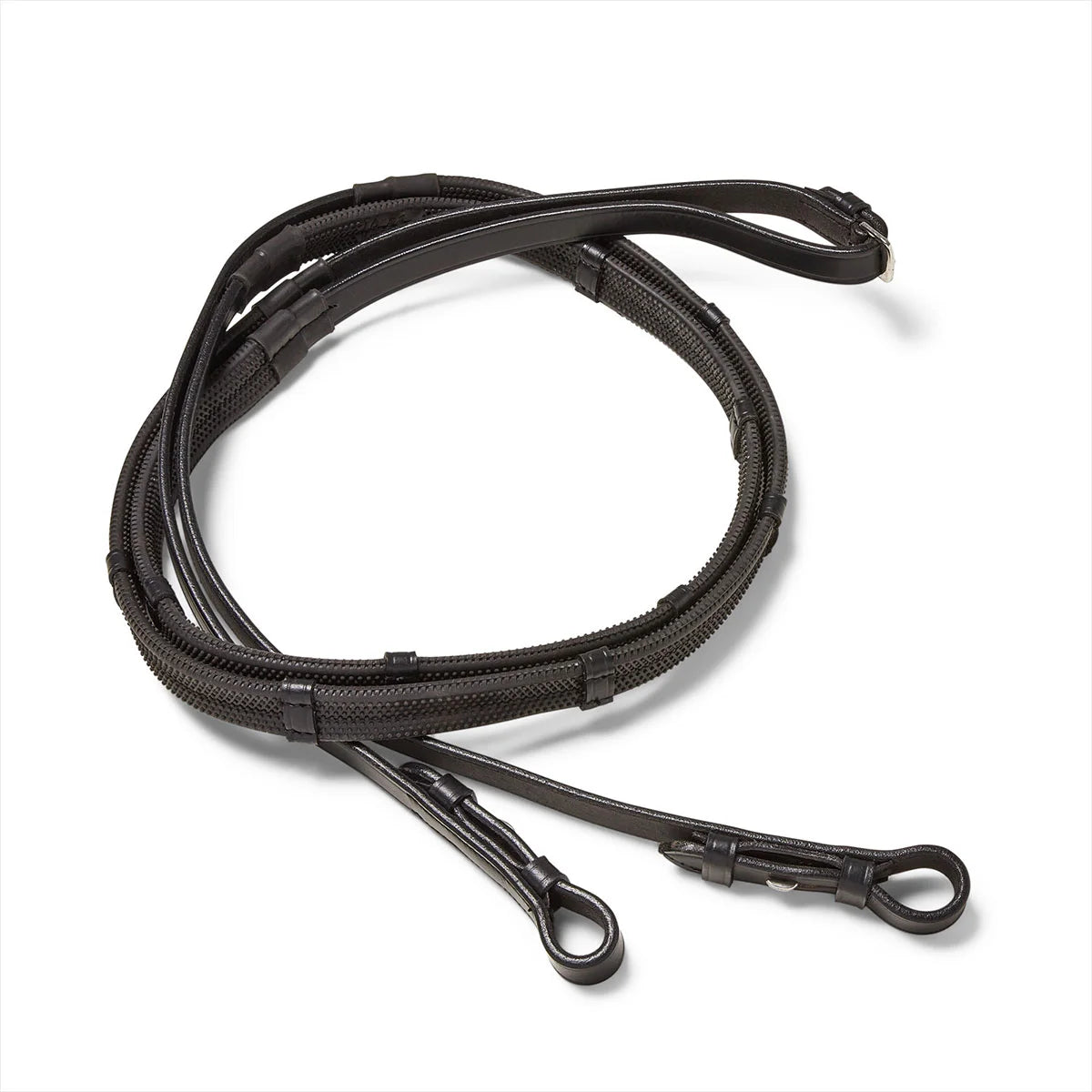 CAMEO ComfortPro Rubber Grip Reins in Dark Brown featuring textured non-slip rubber and leather stops for secure, steady contact.