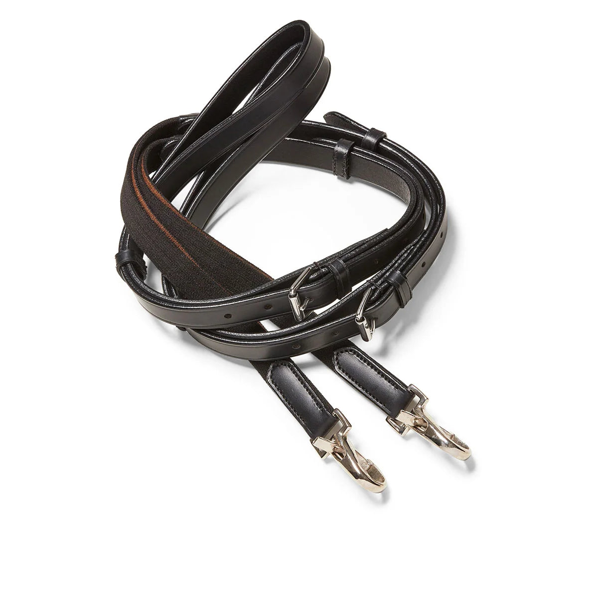CAMEO ComfortPro Side Reins in Black featuring trigger snaps and elastic inserts to encourage soft contact during lunging.