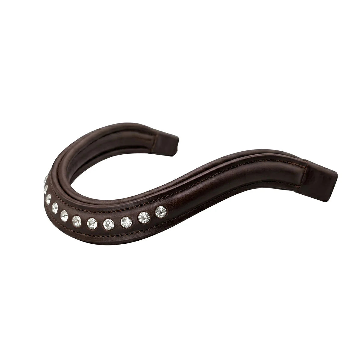 CAMEO ComfortPro Verve Browband in Brown featuring deep-set faceted crystals and an anatomical wave curve for ear clearance.