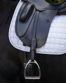 CAMEO Competition Dressage Mono Stirrup Leathers in Black featuring a single-strap profile for close contact dressage riding.