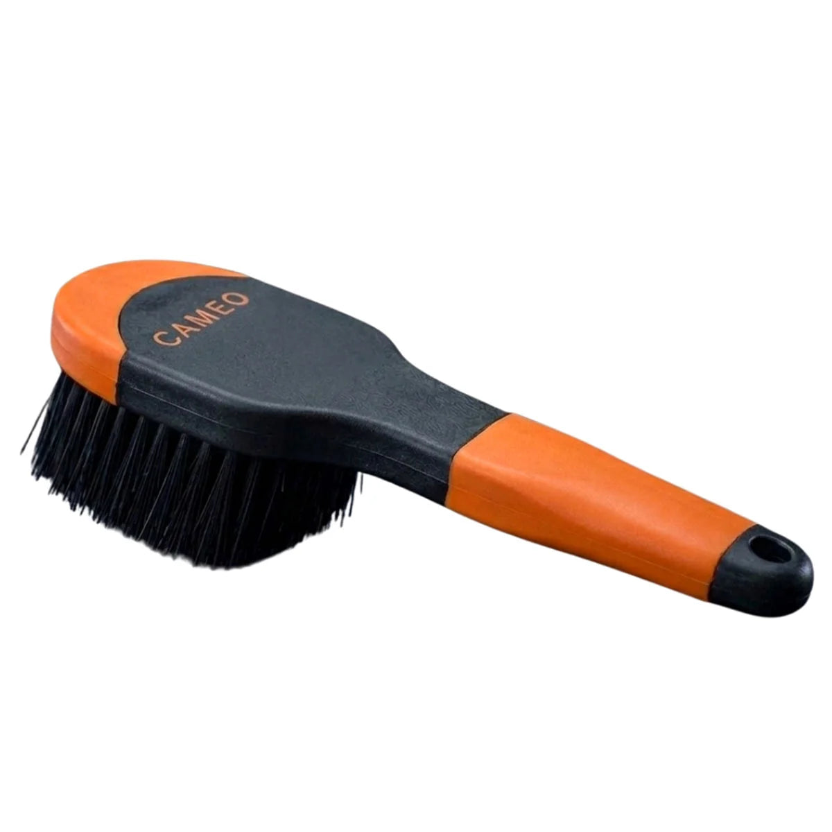 CAMEO Ergonomic Bucket Brush in Orange featuring a long contoured grip handle for easy reach yard and water trough cleaning.
