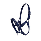 CAMEO Foal Headcollar in Navy shown on a white background, showcasing the 3-way multi-adjustable buckle points, reinforced metal eyelets, soft-touch poly-webbing, and matte black hardware engineered for custom youngstock growth, non-chafing comfort, and gentle early halter training and turnout.