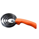 CAMEO Spring Metal Curry Comb in Orange with concentric flexible steel coils and an ergonomic handle for seasonal moulting.