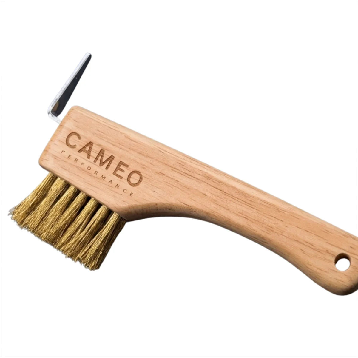 CAMEO The Hoof Hero Elite Edition in Natural Wood featuring an ergonomic hardwood handle for daily equine hoof hygiene.